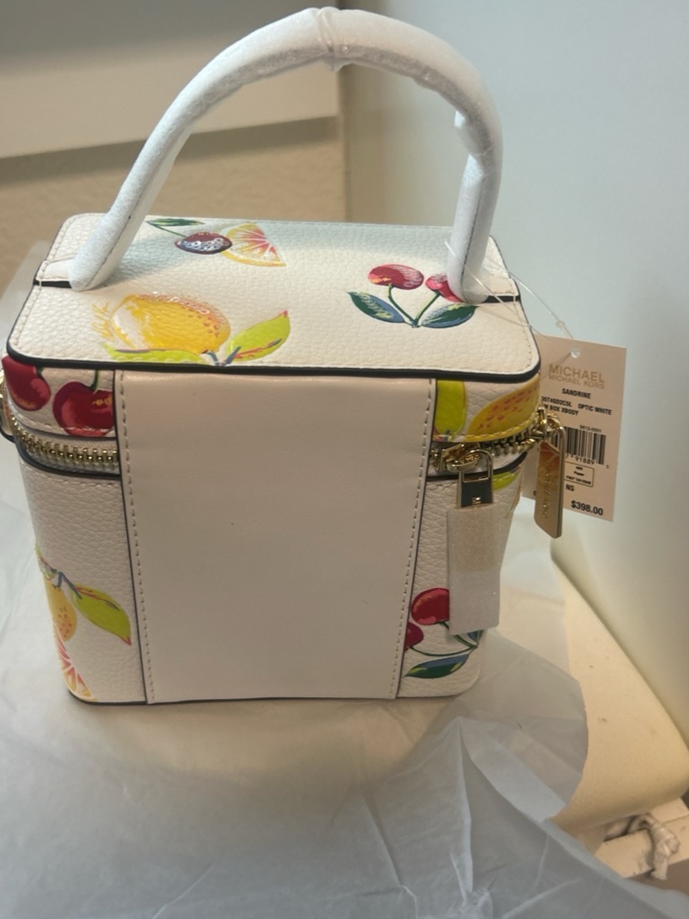 Michael Kors Optic White Mini Bag with Yellow and Pink Citrus Print - Picture 3 of 11